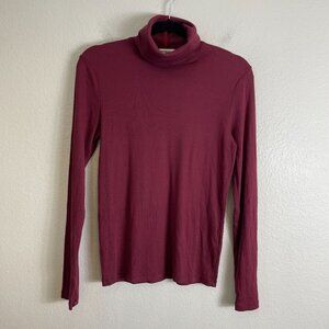 NWOT American Giant Womens Medium Zinfandel Luxe Rib Turtleneck Top USA